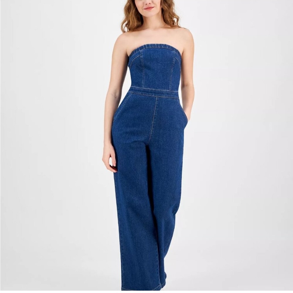 Tinseltown Dark Blue Flare Jumpsuit
